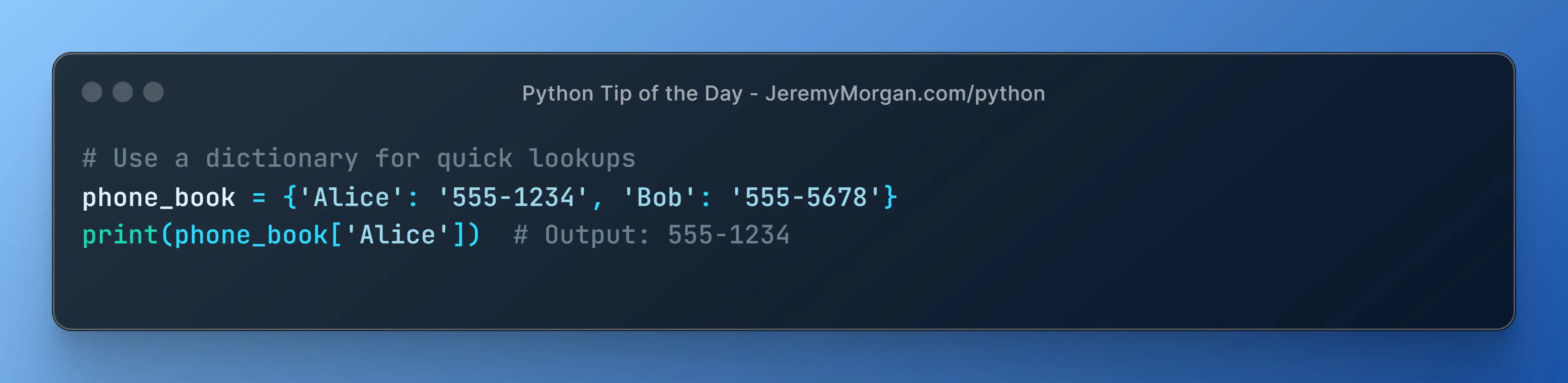 “Python Tip of the Day: Fast Data Lookup with Dictionaries”